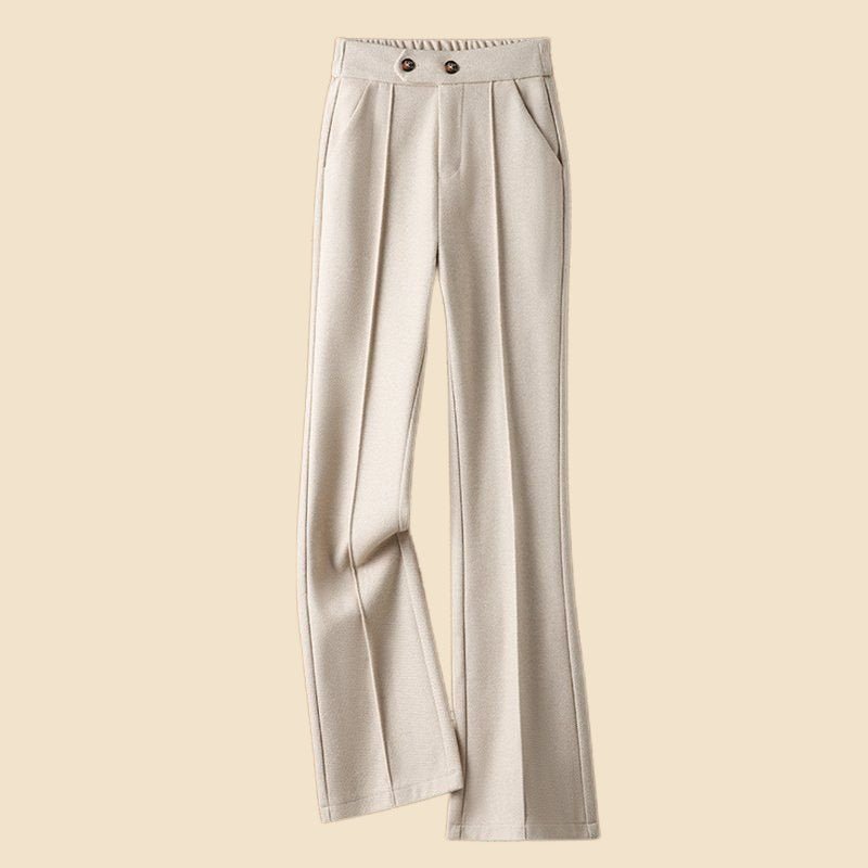 Women’s High - Waist Woolen Casual Pants – Thick Winter Micro - Pull Pants, Temperament Commuter Style - Negative Apparel
