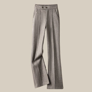 Women’s High - Waist Woolen Casual Pants – Thick Winter Micro - Pull Pants, Temperament Commuter Style - Negative Apparel