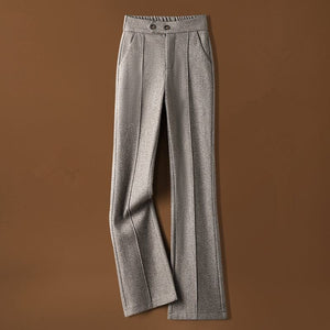 Women’s High - Waist Woolen Casual Pants – Thick Winter Micro - Pull Pants, Temperament Commuter Style - Negative Apparel