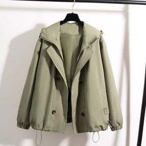 Women’s Hooded Zipper Light Weight Jacket – Slim Fit Polyester Outerwear | Elegant Commuter Style - Negative Apparel