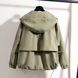 Women’s Hooded Zipper Light Weight Jacket – Slim Fit Polyester Outerwear | Elegant Commuter Style - Negative Apparel