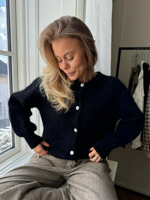 Women’s Ice Cream Color Mohair Cardigan | Soft Pastel Knit Sweater | Korean Style Thick Button - Up Autumn 2025 - Negative Apparel