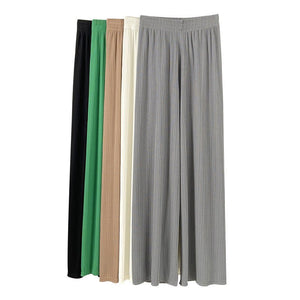 Women’s Ice Silk Wide - Leg Pants – High - Waist Loose Straight Chiffon Trousers, Thin Draped Floor - Mopping Casual Spring Autumn Pants - Negative Apparel