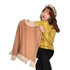 Women’s Integrated Fleece Semi - Turtleneck Sweater – Cozy Loose - Fit Pullover - Negative Apparel