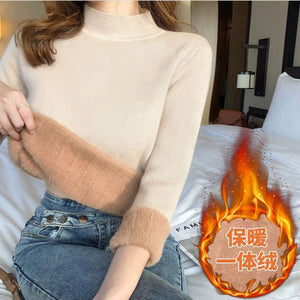 Women’s Integrated Fleece Semi - Turtleneck Sweater – Cozy Loose - Fit Pullover - Negative Apparel