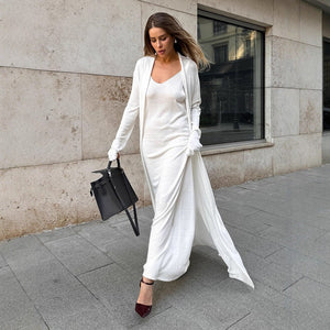 Women’s Knit Two - Piece Skirt Set | Solid Color Casual Suit | Autumn 2025 Collection - Negative Apparel