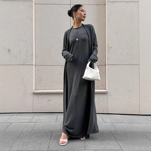 Women’s Knit Two - Piece Skirt Set | Solid Color Casual Suit | Autumn 2025 Collection - Negative Apparel