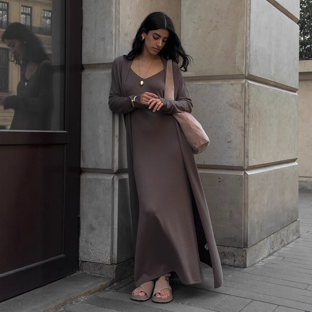 Women’s Knit Two - Piece Skirt Set | Solid Color Casual Suit | Autumn 2025 Collection - Negative Apparel