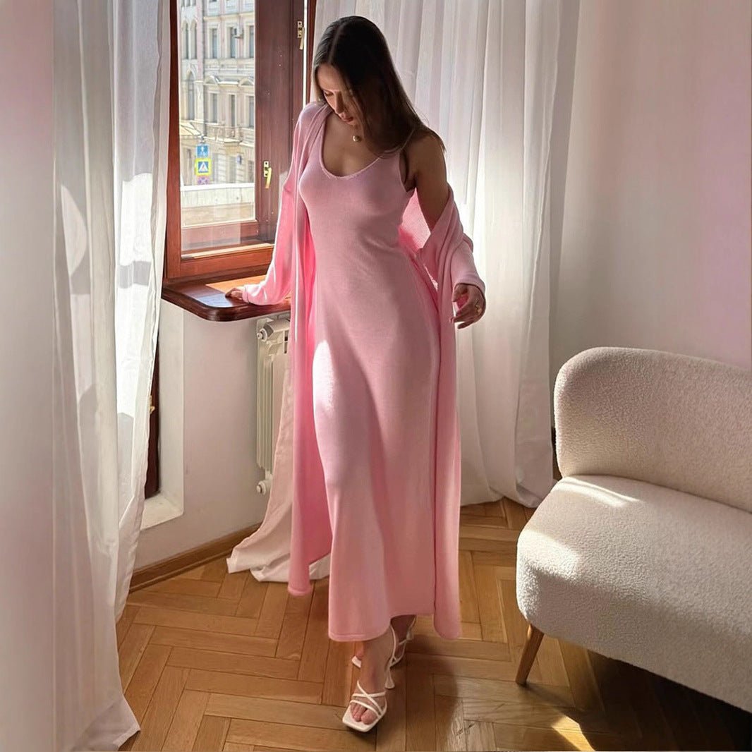 Women’s Knit Two - Piece Skirt Set | Solid Color Casual Suit | Autumn 2025 Collection - Negative Apparel
