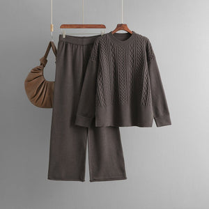 Women's knitted fashion suit women's new twist sweater + casual pants two - piece set in autumn and winter - Negative Apparel