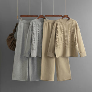 Women's knitted fashion suit women's new twist sweater + casual pants two - piece set in autumn and winter - Negative Apparel