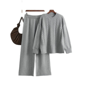 Women's knitted fashion suit women's new twist sweater + casual pants two - piece set in autumn and winter - Negative Apparel