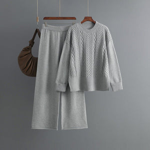 Women's knitted fashion suit women's new twist sweater + casual pants two - piece set in autumn and winter - Negative Apparel