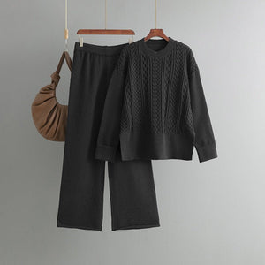 Women's knitted fashion suit women's new twist sweater + casual pants two - piece set in autumn and winter - Negative Apparel