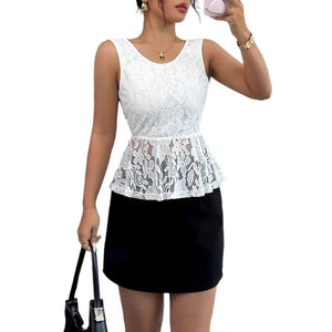Women's lace backless sleeveless small suspender vest - Negative Apparel