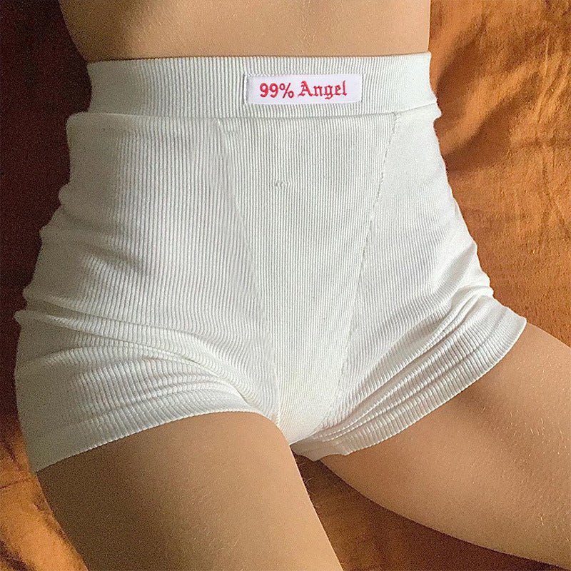 Women's letter patch design high waist cycling shorts - Negative Apparel