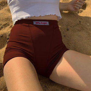 Women's letter patch design high waist cycling shorts - Negative Apparel