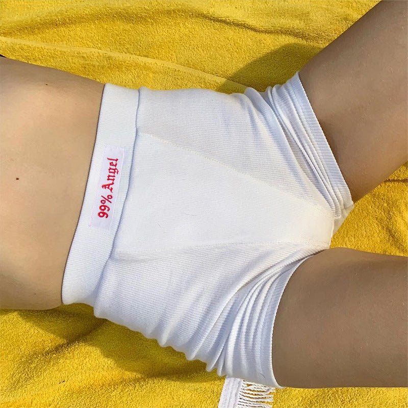 Women's letter patch design high waist cycling shorts - Negative Apparel