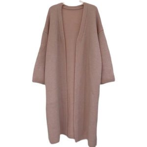 Women’s Long Wool Blend Knit Cardigan | V - Neck Lazy Fit Sweater Coat - Negative Apparel