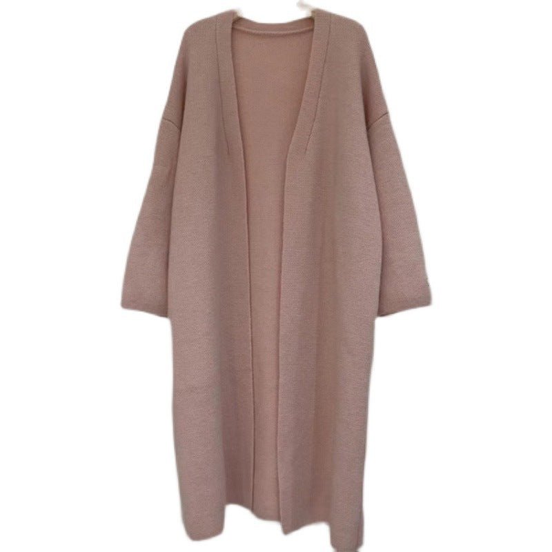 Women’s Long Wool Blend Knit Cardigan | V - Neck Lazy Fit Sweater Coat - Negative Apparel