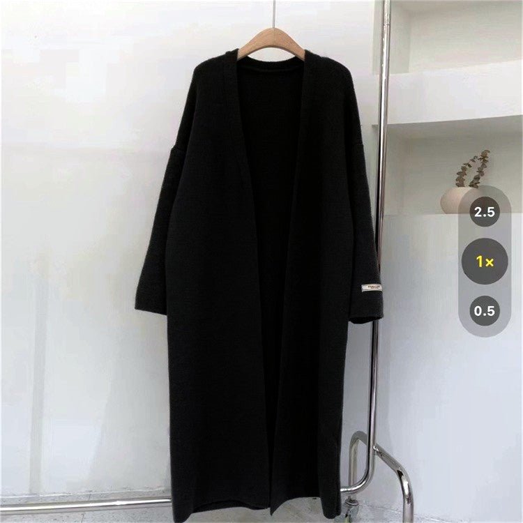 Women’s Long Wool Blend Knit Cardigan | V - Neck Lazy Fit Sweater Coat - Negative Apparel