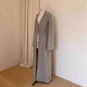 Women’s Long Wool Blend V - Neck Cardigan | Urban Commuter Style Knitwear Coat - Negative Apparel