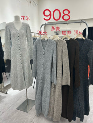 Women’s Long Wool Blend V - Neck Cardigan | Urban Commuter Style Knitwear Coat - Negative Apparel