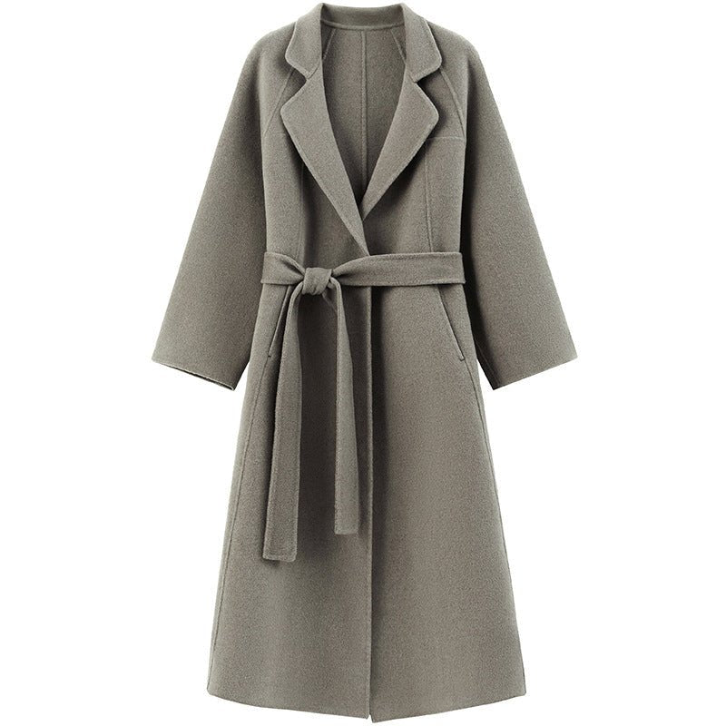 Women’s Long Wool Coat – British Style Elegant Outerwear | Extra Long Warm Woolen Overcoat for Autumn Winter 2025 - Negative Apparel