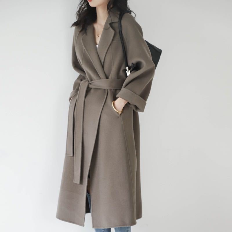 Women’s Long Wool Coat – British Style Elegant Outerwear | Extra Long Warm Woolen Overcoat for Autumn Winter 2025 - Negative Apparel