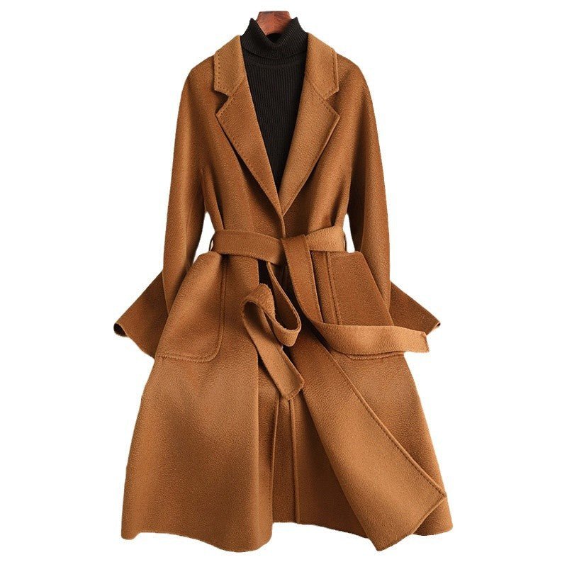 Women’s Long Wool Coat – Handmade Belted British Style Overcoat | 100% Wool Autumn 2025 Collection - Negative Apparel