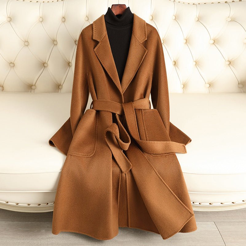 Women’s Long Wool Coat – Handmade Belted British Style Overcoat | 100% Wool Autumn 2025 Collection - Negative Apparel