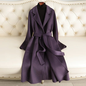 Women’s Long Wool Coat – Handmade Belted British Style Overcoat | 100% Wool Autumn 2025 Collection - Negative Apparel