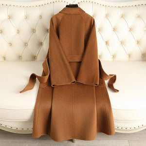 Women’s Long Wool Coat – Handmade Belted British Style Overcoat | 100% Wool Autumn 2025 Collection - Negative Apparel