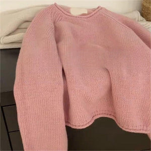 Women’s Loose Fit Pullover Sweater – Oversized Casual Knit Top, Solid Colors - Negative Apparel