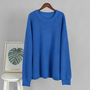 Women’s Loose Knit Sweater | Lantern Sleeve Pullover | Acrylic Cotton Korean Casual Top | Thick Round Neck Sweater Summer 2025 - Negative Apparel