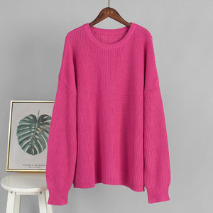 Women’s Loose Knit Sweater | Lantern Sleeve Pullover | Acrylic Cotton Korean Casual Top | Thick Round Neck Sweater Summer 2025 - Negative Apparel