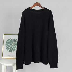 Women’s Loose Knit Sweater | Lantern Sleeve Pullover | Acrylic Cotton Korean Casual Top | Thick Round Neck Sweater Summer 2025 - Negative Apparel