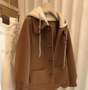 Women’s Loose Polo Collar Wool Jacket – Thick Medium - Long Korean Style, Autumn 2025 Collection - Negative Apparel