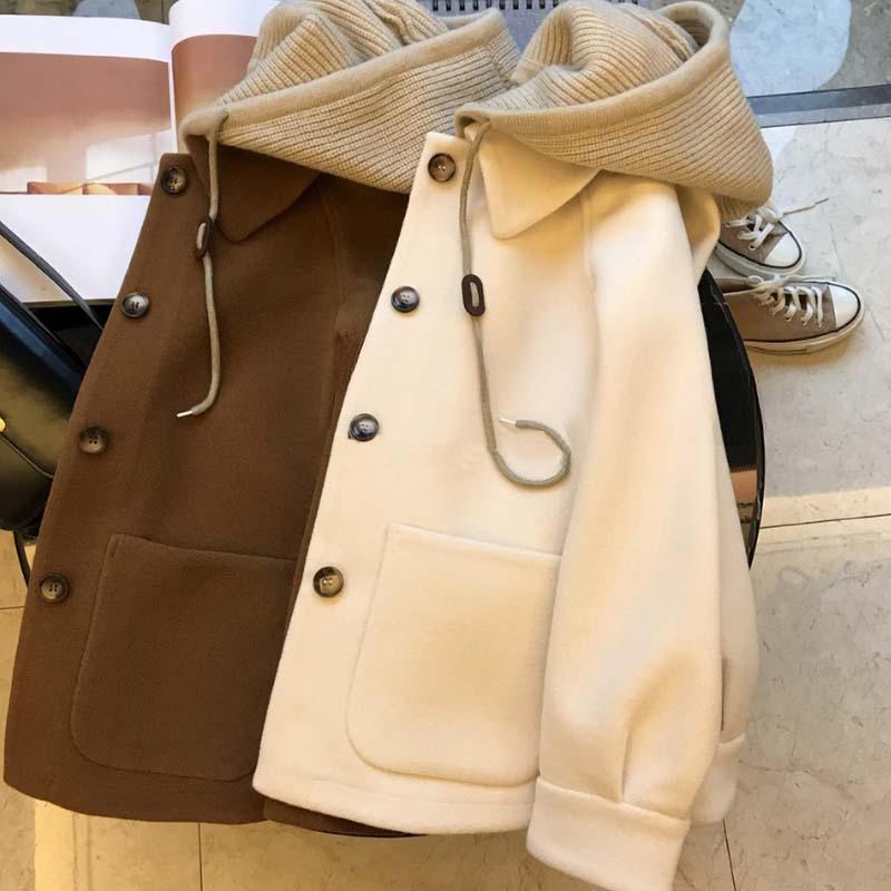 Women’s Loose Polo Collar Wool Jacket – Thick Medium - Long Korean Style, Autumn 2025 Collection - Negative Apparel