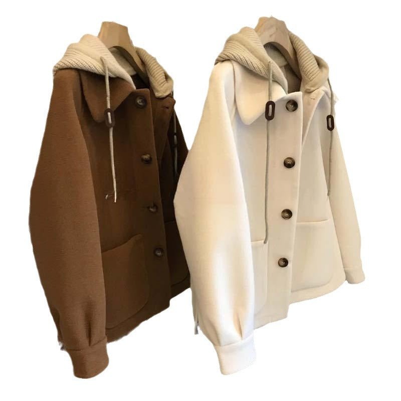 Women’s Loose Polo Collar Wool Jacket – Thick Medium - Long Korean Style, Autumn 2025 Collection - Negative Apparel