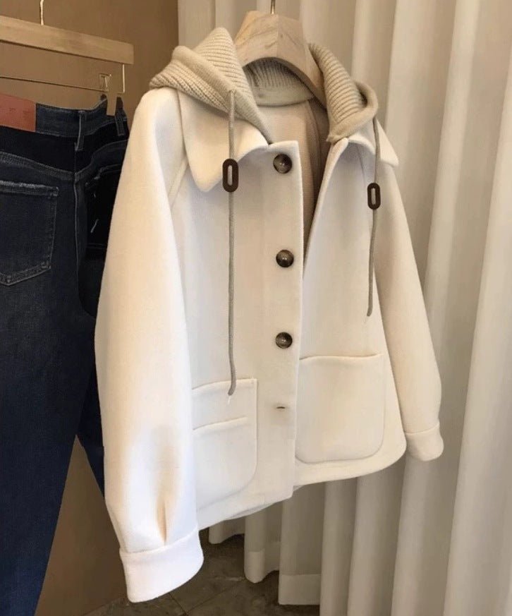 Women’s Loose Polo Collar Wool Jacket – Thick Medium - Long Korean Style, Autumn 2025 Collection - Negative Apparel