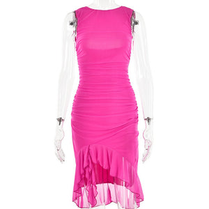 Women’s Milk Silk Sleeveless Bodycon Midi Dress – High Waist Slim Fit European & American Style FD - Negative Apparel