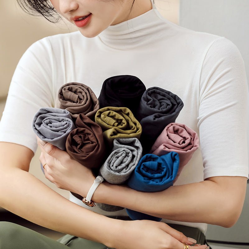Women’s Modal Half - Turtleneck Pullover – Slim Fit Wrinkle - Free Top | Japanese Korean Style Soft Stretch Tee for Spring 2025 - Negative Apparel