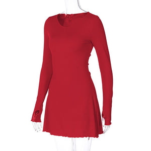 Women's new fashion simple solid color back strap waist dress - Negative Apparel