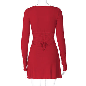 Women's new fashion simple solid color back strap waist dress - Negative Apparel