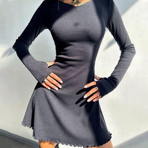 Women's new fashion simple solid color back strap waist dress - Negative Apparel