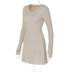 Women's new fashion simple solid color back strap waist dress - Negative Apparel