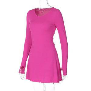 Women's new fashion simple solid color back strap waist dress - Negative Apparel