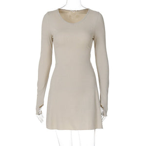 Women's new fashion simple solid color back strap waist dress - Negative Apparel