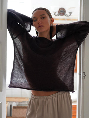 Women’s Off Shoulder Bell Sleeve Sweater – Loose Fit Summer Pullover, Lightweight Knit Top, Casual Streetwear - Negative Apparel